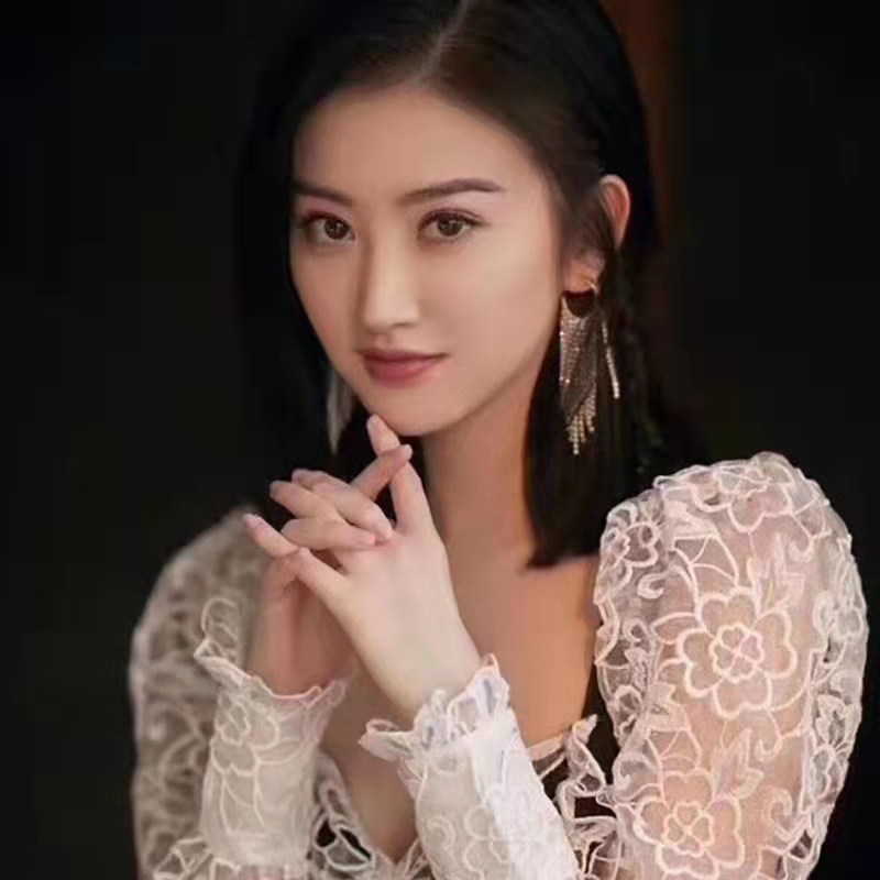 景甜明星同款小众高级感气质超闪锆石仿钻耳环耳圈耳坠女925银针