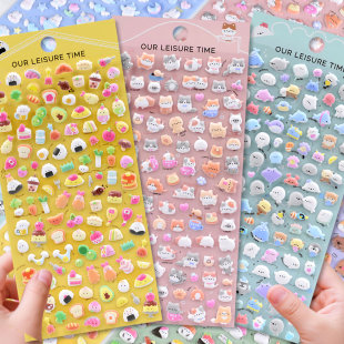 日系小鼻嘎可爱动物立体泡泡贴纸儿童宝宝手机壳DIY水杯装 饰贴画