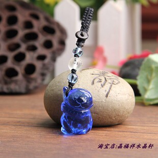 精雕蓝水晶猴挂坠挂件猴汽车钥匙扣吊坠玉石猴蓝水晶猴子吊坠饰品