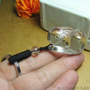 精雕天然白水晶兔子吊坠水晶立体兔汽车钥匙扣包包挂件生肖兔挂坠