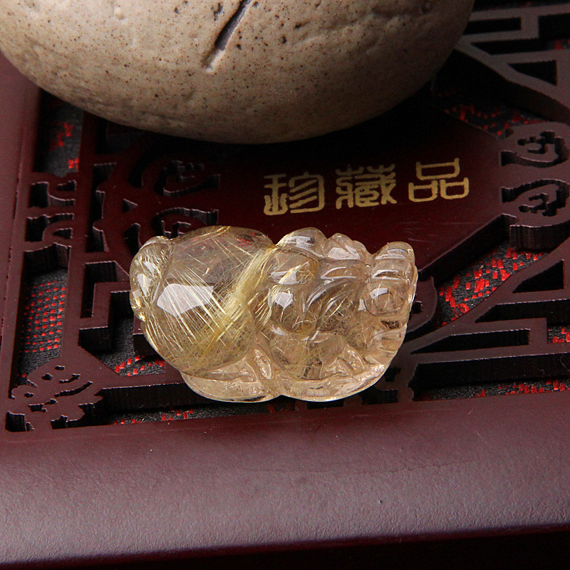 天然金发晶貔貅吊坠项坠 男女款发晶貔貅水晶吊坠金发晶水晶吊坠
