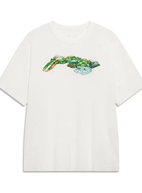 李宁韦德反伍特价男女同款夏短袖T恤情侣圆领常规款文化衫