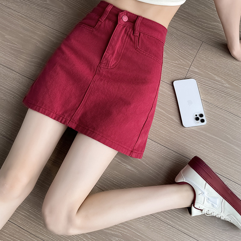 牛仔半身裙女小个子a字包臀短裙图片
