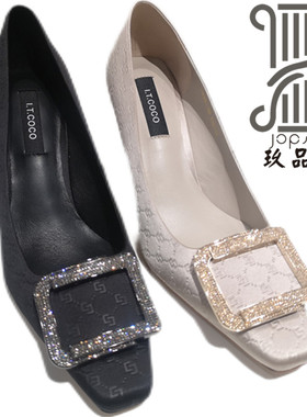 2021年春夏新款玖品尚I.T.COCO F3889-19B高跟浅口方头水钻女单鞋