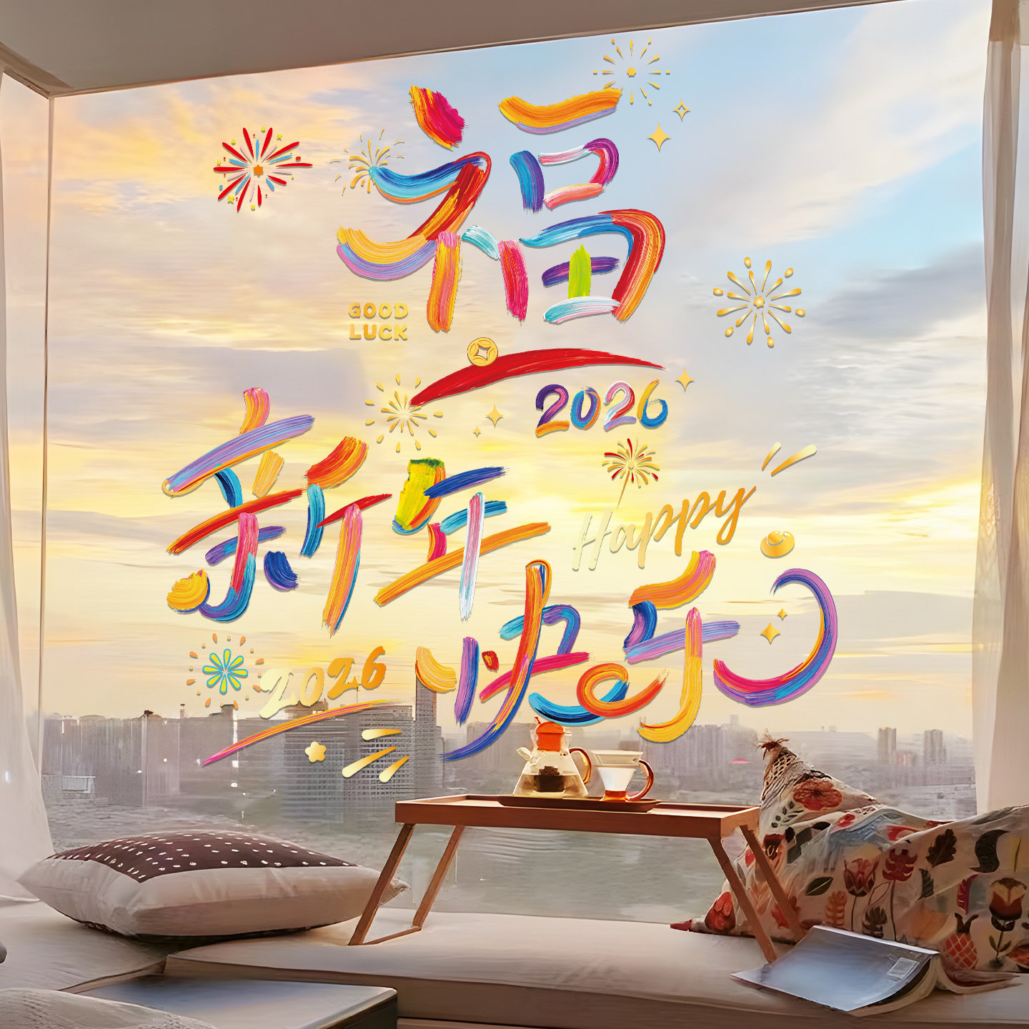 2026新款马年新年装饰窗花静电贴玻璃门窗贴春节福字门贴装饰用品,节庆用品/礼品,喜字/剪纸/贴纸,淘宝优惠券,粉丝福利购,淘宝优惠卷