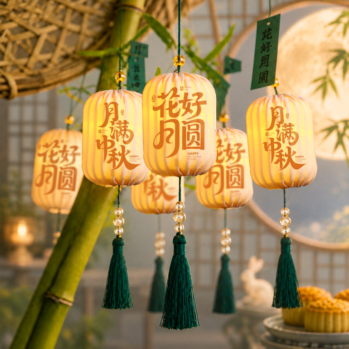 中秋节灯笼挂饰儿童手提古风花灯图片