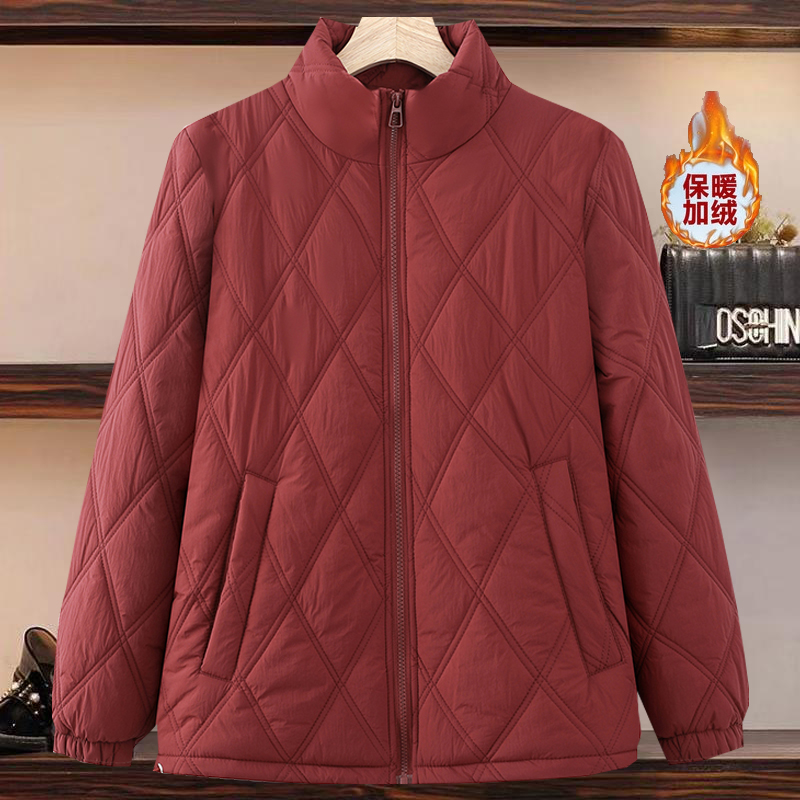 妈妈加绒小棉衣秋冬装加厚棉袄女