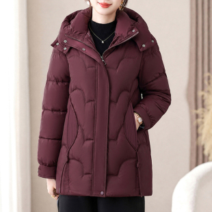 冬装新款中长款夹丝绵加厚棉服大码女装冬季棉袄中老年宽松棉衣女