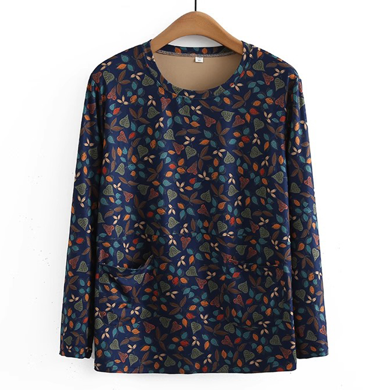 长袖圆领印花时尚T恤上衣