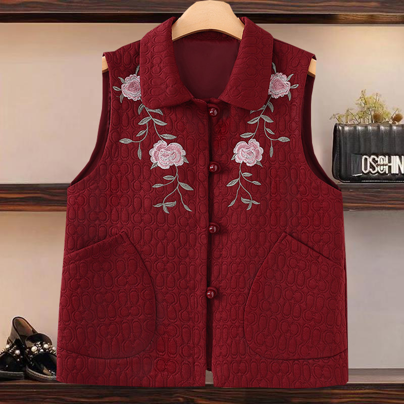 秋冬装刺绣妈妈休闲马夹时尚外套