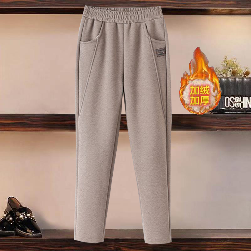加绒加厚毛呢韩版休闲长裤