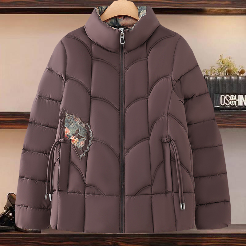 大码宽松刺绣丝绵加厚棉衣妈妈装