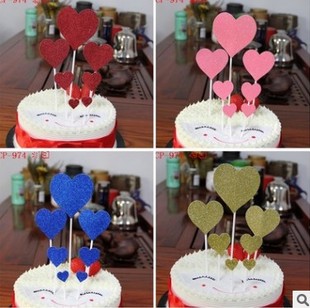 生日蛋糕插牌/插旗/插卡闪亮金粉派对甜品台布置装饰星星蛋糕装饰