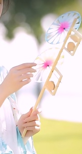 原创国风超仙两轮两鼓老北京传统手工风车复古古风传统民俗玩具