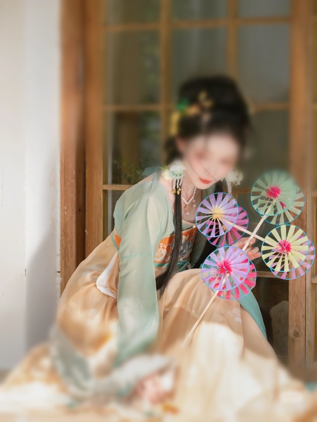 八轮风车手工染色唐装汉服国服走秀道具舞蹈摄影街拍影视道具