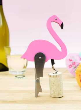 英国SUCK UK 粉色火烈鸟手动螺旋开瓶器创意红酒啤酒便携起子酒具