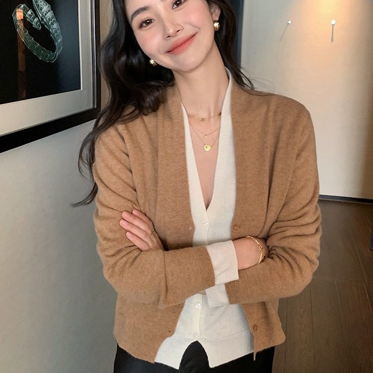 24春新款上衣V领开衫宽松纯色长袖毛衣叠穿内搭上衣针织外套女,女装/女士精品,毛针织衫,淘宝优惠券,粉丝福利购,淘宝优惠卷