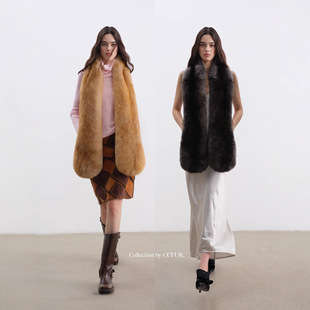 miu系双色sagafurs仿皮草奶狐背毛百搭新款 围巾 插袋式