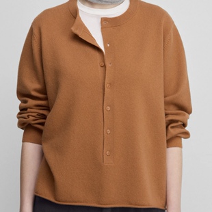 女士纯色宽松保暖山毛衣 北欧荷兰单羊绒氨纶半开衫 现货 外贸原单