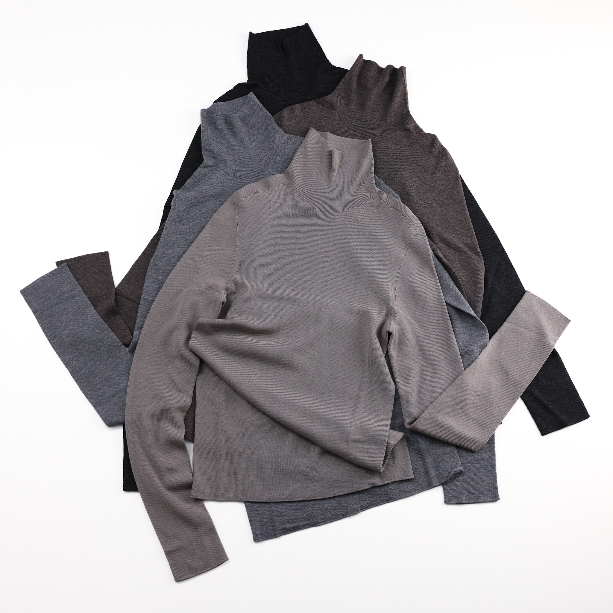 德国Biella Yarn 160s超细美丽诺羊毛亲肤堆堆领岛精无缝打底衫