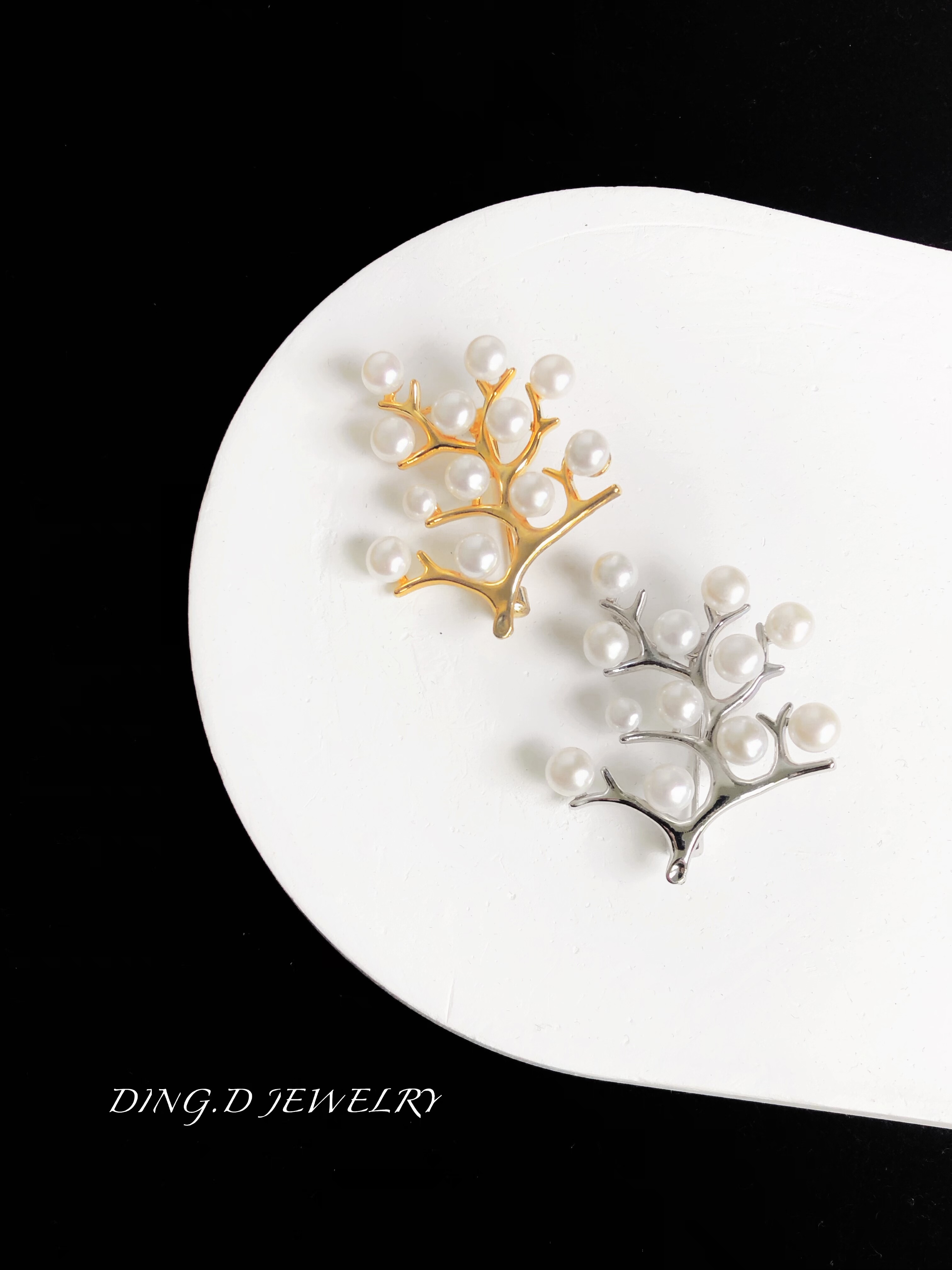 天然淡水珍珠珊瑚树胸针优雅大气百搭男女高级轻奢时尚气质高雅