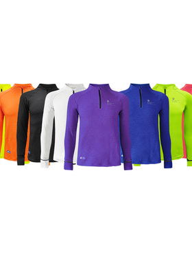 北斯途吸湿发热保暖薄绒速干运动健身拇指套手表孔越野半拉链长袖