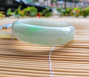 翡翠玉手镯手镯a货天然缅甸宽版玉镯子女款豆种阳绿59.2mm证书299