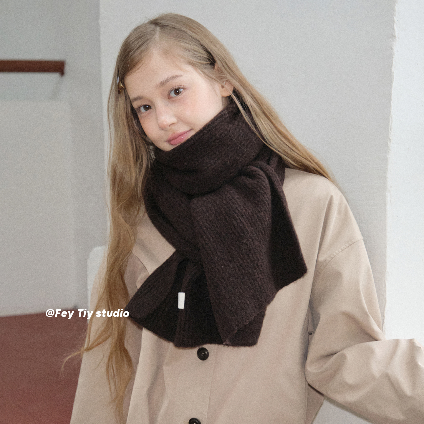 feytiy 定制 羊毛加大加宽保暖针织围巾情侣冬季保暖纯色围脖男女