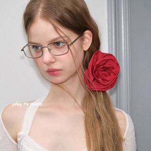 feytiy 红玫瑰花高级感发饰猪大肠头绳扎发发圈韩国设计 手工定制