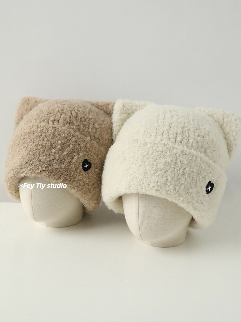 版型超好秋冬可爱猫耳针织毛线帽