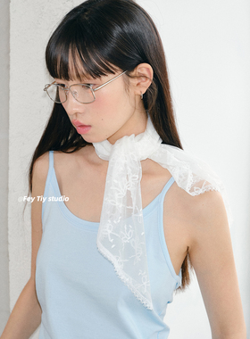 原创蕾丝蝴蝶结方巾丝巾裹胸