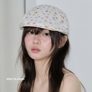 feytiy 定制小fafa 前进帽修饰脸型春季新款棉麻百搭显脸小蓓蕾帽