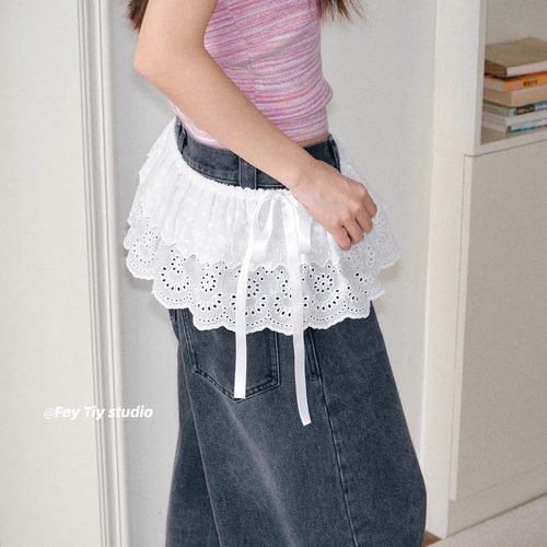 纯棉蕾丝小屁帘新款叠穿罩裙韩