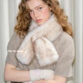 feytiy 环保皮草毛尖染色交叉毛毛冬季 仿貂毛小围巾保暖围脖毛领