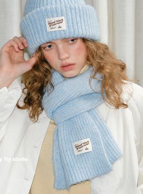 feytiy baby蓝 软糯亲肤加厚针织围巾女 秋冬季保暖百搭围脖学生