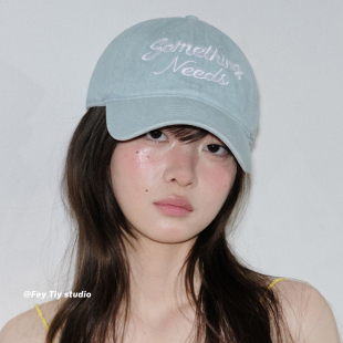 显脸小鸭舌帽 清新简约字母刺绣棒球帽女百搭春夏季 feytiy 天使蓝