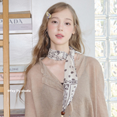 feytiy 围巾裙帘 饰薄款 苎麻手工串珠菱形腰果丝巾女 气质百搭装