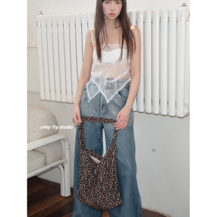 feytiy 布包 首尔设计师品牌单肩帆布包购物袋豹纹ins孔孝真同款