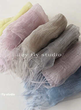 feytiy 手工打结流苏 日系干枯玫瑰染清冷感春夏季披肩围巾丝巾女