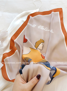 原创 日系枫叶色卡通小方巾 chic百搭小丝巾领巾发带多功能丝巾女