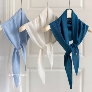 百搭护颈披肩围脖女 春夏季 feytiy 纯色亚麻三角巾