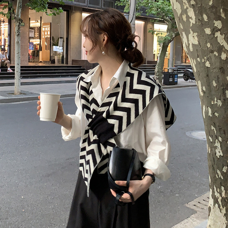 复古韩风 人字纹交叉打结披肩外搭坎肩百搭日系黑白空调房搭肩女,服饰配件/皮带/帽子/围巾,围巾/丝巾/披肩,淘宝优惠券,粉丝福利购,淘宝优惠卷