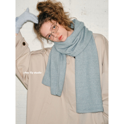 含羊毛柔软针织围巾披肩两用