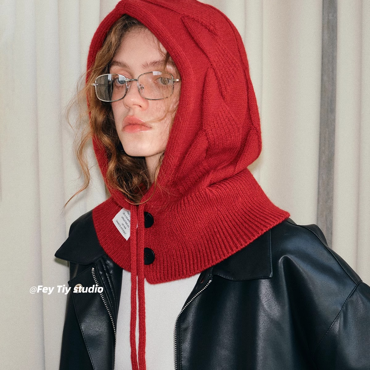 含羊毛时髦复古巴拉克拉法帽女