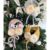 feytiy 复古可爱系带针织耳罩 显脸小秋冬保暖防寒护耳包套百搭韩