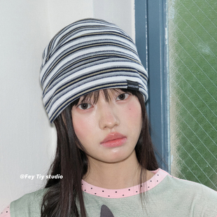 feytiy 时髦百搭条纹包头帽 春夏韩版冷帽透气堆堆帽街头潮酷男女