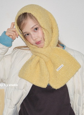 feytiy 暖乎乎 定制 冬季交叉围脖加厚保暖柔软围巾简约纯色百搭