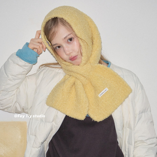 冬季 定制 交叉围脖加厚保暖柔软围巾简约纯色百搭 暖乎乎 feytiy