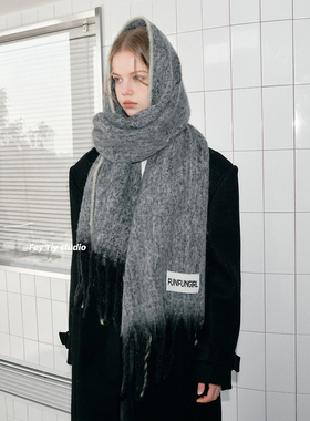 feytiy soft New马海毛围巾秋冬保暖简约欧美风流苏披肩男女同款