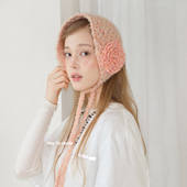 feytiy 秋冬手工花朵 钩织绑带耳罩耳暖氛围可爱毛线护耳包保暖